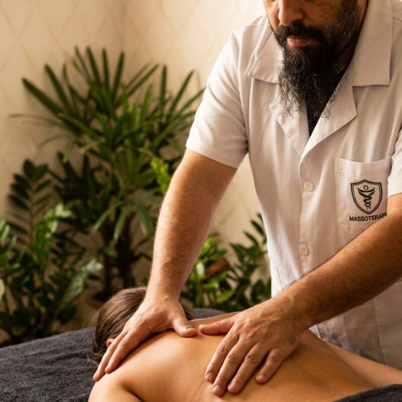 Drenagem Linfática: Quem Pode Realizar? massoterapeuta Juliano realizando tecnica miofascial nas costas de paciente — massoterapia Curitiba Espaco TAO